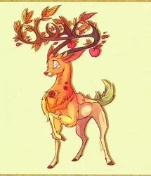 Size: 1852x2156 | Tagged: antlers, apple, artist:marbola, derpibooru import, eyes closed, food, going to seed, male, safe, the great seedling