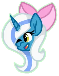 Size: 532x683 | Tagged: safe, artist:rainbow eevee, derpibooru import, oc, oc:fleurbelle, unofficial characters only, alicorn, pony, adorabelle, alicorn oc, bow, bust, cute, female, horn, mare, one eye closed, open mouth, simple background, smiling, solo, transparent background, vector, wings