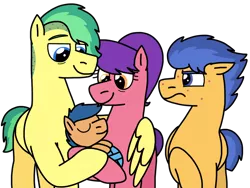 Size: 2048x1536 | Tagged: safe, artist:kindheart525, derpibooru import, first base, flash sentry, oc, oc:honey bee, oc:ironwing, earth pony, pegasus, pony, kindverse, baby, baby pony, father and child, father and son, female, like father like son, like mother like son, male, mother and child, mother and son
