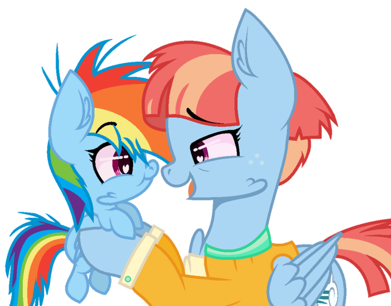 Size: 1010x791 | Tagged: safe, artist:crazyaya, artist:meadowdash101, derpibooru import, rainbow dash, windy whistles, pegasus, pony, baby, baby dash, baby pony, base used, big ears, cheek fluff, cute, daaaaaaaaaaaw, dashabetes, ear fluff, female, foal, freckles, happy, heart eyes, hnnng, holding a pony, like mother like daughter, looking at each other, mare, mother and child, mother and daughter, open mouth, simple background, smiling, transparent background, windybetes, wingding eyes, young, younger