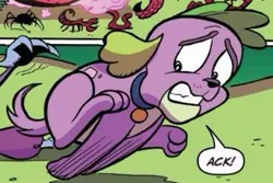 Size: 343x229 | Tagged: safe, artist:andypriceart, derpibooru import, idw, spike, dog, equestria girls, spoiler:comic, spoiler:comic78, dogified, male, paws, running, species swap, spike the dog, spike's dog collar
