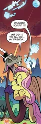 Size: 244x733 | Tagged: safe, artist:andypriceart, derpibooru import, idw, discord, fluttershy, draconequus, pegasus, pony, spoiler:comic, spoiler:comic78, eyes closed, female, hug, male, moon, wings