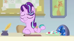 Size: 1920x1080 | Tagged: safe, derpibooru import, screencap, starlight glimmer, pony, unicorn, student counsel, bracelet, candy, faic, female, food, jewelry, mare, solo, starlight glimmer is best facemaker, starlight's bracelet