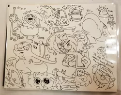 Size: 1500x1174 | Tagged: safe, artist:kellythedrawinguni, derpibooru import, oc, oc:gryph xander, unofficial characters only, pony, butt, commission, doodles, lineart, my little pony, plot, shitposting, sketch, traditional art