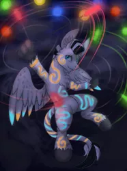 Size: 3500x4700 | Tagged: artist:secret_desires, body painting, derpibooru import, glowstick, hippogriff, hippogriff oc, male, oc, oc:cairbre, rave, safe, unofficial characters only