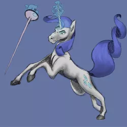 Size: 1024x1024 | Tagged: safe, artist:inersdraco, derpibooru import, rarity, horse, pony, unicorn, epee, hoers, magic, majestic as fuck, rearing, simple background, solo, sword, telekinesis, weapon