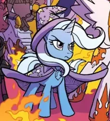 Size: 338x370 | Tagged: artist:tonyfleecs, badass, derpibooru import, idw, majestic, nightmare knights, safe, spoiler:comic, spoiler:comicnightmareknights05, trixie