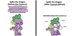 Size: 1024x512 | Tagged: safe, artist:tarkan809, derpibooru import, idw, spike, dragon, equestria girls, spoiler:comic, spoiler:comic78, before and after, behaving like a dog, bone, pixel art, side effects, simple background, transparent background, unexpected