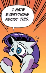 Size: 725x1144 | Tagged: cropped, derpibooru import, edit, idw, rarity, reaction image, safe, solo, spoiler:comic, spoiler:comic78