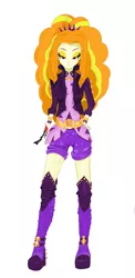 Size: 1080x2220 | Tagged: artist needed, source needed, safe, derpibooru import, adagio dazzle, equestria girls, equestria girls series, find the magic, spoiler:eqg series (season 2), boots, bracelet, clothes, female, gem, headband, jacket, jewelry, leather jacket, shoes, shorts, simple background, siren gem, solo, spiked headband, spiked wristband, wristband