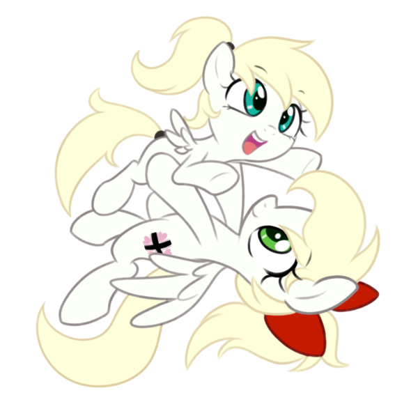 Size: 1172x1172 | Tagged: safe, artist:pestil, derpibooru import, oc, oc:kyrie, oc:luftkrieg, unofficial characters only, pegasus, pony, aryan, aryan pony, blonde, bow, cute, daughter, female, filly, flight, flying, hair bow, happy, holding, hug, luftkriebetes, mother, mother and child, mother and daughter, nazi, nazipone, on back, ponytail, practice, wings