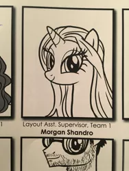 Size: 1536x2048 | Tagged: safe, artist:ohjeetorig, derpibooru import, pony, monochrome, morgan shandro, wrap party, yearbook