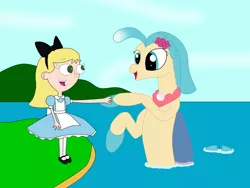 Size: 3264x2448 | Tagged: alice cosplay, artist:04startycornonline88, derpibooru import, katie, land, my little pony: the movie, ocean, phineas and ferb, princess skystar, safe, seapony (g4)