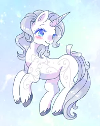 Size: 600x760 | Tagged: safe, artist:tsukuda, derpibooru import, princess silver swirl, pony, unicorn, blushing, bow, cute, diasilvers, female, g2, mare, solo, tail bow