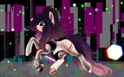 Size: 1920x1200 | Tagged: safe, artist:brainiac, derpibooru import, oc, oc:sirius, pony, commission, female, gift art, glowstick, mare, rave, solo, thank you, ych result