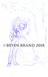 Size: 1200x1920 | Tagged: safe, artist:bevin brand, deleted from derpibooru, derpibooru import, applejack, rarity, equestria girls, apple, apple tree, clothes, cute, dress, female, jackabetes, lesbian, obtrusive watermark, official fan art, raribetes, rarijack, shipping, tree, watermark