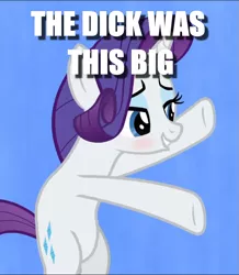 Size: 671x770 | Tagged: suggestive, derpibooru import, rarity, blushing, caption, image macro, spread hooves, text
