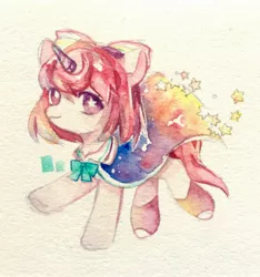 Size: 2192x2346 | Tagged: safe, artist:nitrogenowo, derpibooru import, oc, oc:starry, unofficial characters only, pony, unicorn, cape, clothes, solo, starry eyes, stars, wingding eyes