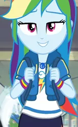 Size: 660x1080 | Tagged: safe, derpibooru import, screencap, rainbow dash, snips, trixie, equestria girls, equestria girls series, run to break free, spoiler:eqg series (season 2), adorasexy, beautiful, bedroom eyes, cropped, cute, dashabetes, geode of super speed, lidded eyes, looking at you, magical geodes, sexy, solo, solo focus