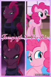 Size: 720x1080 | Tagged: safe, artist:noreencreatesstuff, derpibooru import, edit, edited screencap, screencap, pinkie pie, tempest shadow, pony, art trade, collage, female, lesbian, shipping, tempestpie