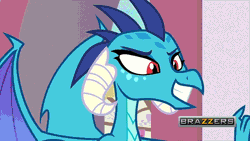 Size: 640x360 | Tagged: and then spike was a man, animated, brazzers, changedling, changeling, derpibooru import, dragon, edit, edited screencap, eyebrow wiggle, female, gif, imminent foalcon, imminent sex, implied foalcon, implied straight shota, king thorax, logo, male, meme, princess ember, screencap, smug, spike, starlight glimmer, suggestive, this will end in snu snu, this will end in snu snu and/or death, thorax, triple threat
