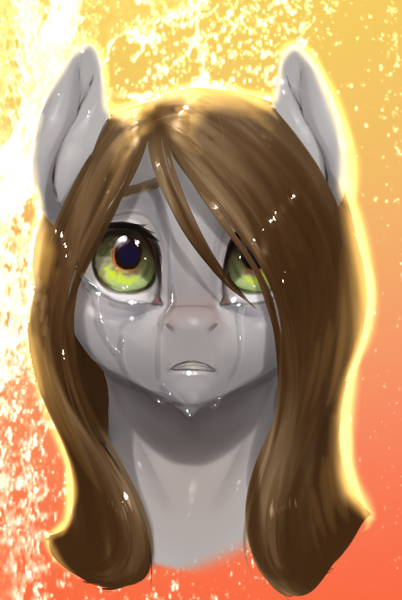 Size: 439x656 | Tagged: safe, artist:eerinless, derpibooru import, oc, earth pony, pony, abstract background, bust, crying, solo