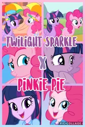 Size: 720x1080 | Tagged: safe, artist:noreencreatesstuff, derpibooru import, edit, edited screencap, screencap, pinkie pie, twilight sparkle, twilight sparkle (alicorn), alicorn, pony, unicorn, equestria girls, art trade, collage, female, lesbian, shipping, twinkie, unicorn twilight