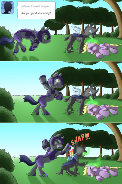 Size: 1280x1924 | Tagged: safe, artist:crispokefan, derpibooru import, oc, oc:pun, unofficial characters only, changeling, pony, ask pun, agent 707, armor, ask, night guard armor