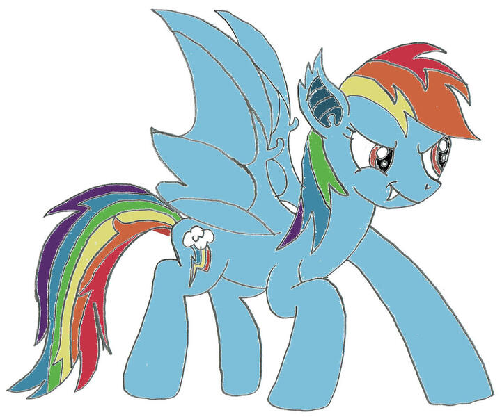 Size: 1024x852 | Tagged: safe, artist:maceywitchhunter, derpibooru import, rainbow dash, bat pony, pony, bat ponified, race swap, rainbowbat, simple background, solo, white background