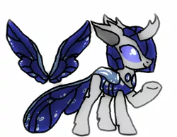 Size: 400x309 | Tagged: albino changeling, artist:goldentigeress14, blue changeling, changedling, changedling oc, changeling, changeling oc, derpibooru import, oc, oc:blue, safe, simple background, solo, unofficial characters only, white background, white changeling