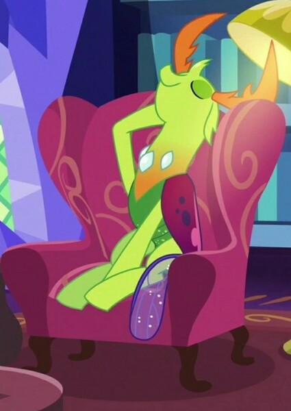 Size: 720x1016 | Tagged: armchair, changedling, changeling, cropped, cute, derpibooru import, eyes closed, hooves, king thorax, king thorax the fabulous, male, pose, safe, screencap, solo, thorabetes, thorax, triple threat