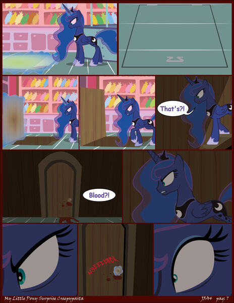 Size: 1600x2071 | Tagged: semi-grimdark, artist:j5a4, derpibooru import, princess luna, pony, comic:surprise, angry, blood, comic, red eyes, wide eyes