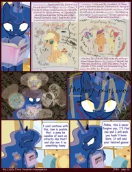 Size: 1600x2071 | Tagged: semi-grimdark, artist:j5a4, derpibooru import, apple bloom, applejack, derpy hooves, lyra heartstrings, octavia melody, princess luna, scootaloo, sweetie belle, pony, comic:surprise, comic, crying, cutie mark crusaders, implied murder, wide eyes