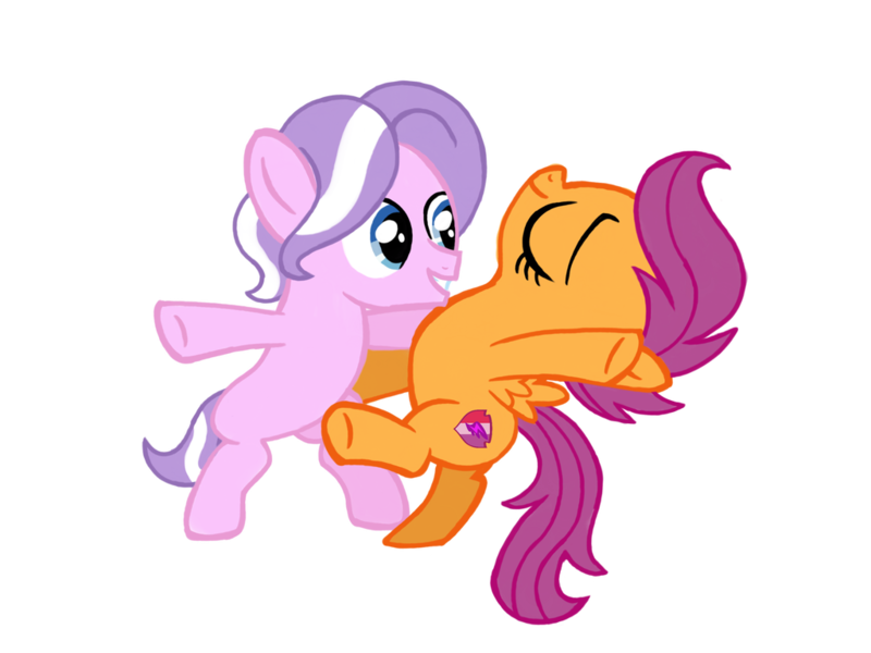 Size: 1024x768 | Tagged: safe, artist:turnaboutart, derpibooru import, edit, diamond tiara, scootaloo, earth pony, pegasus, pony, colt, cutie mark, dancing, diamond crown, eyes closed, female, filly, half r63 shipping, lesbian, male, rule 63, scootacrown, scootiara, shipping, simple background, straight, the cmc's cutie marks, transparent background