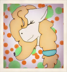 Size: 839x897 | Tagged: safe, artist:goldentigeress14, derpibooru import, pear butter, earth pony, pony, abstract background, solo