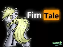 Size: 7500x5600 | Tagged: suggestive, artist:movieskywalker, derpibooru import, derpy hooves, pony, butt, fimtale, looking back, mane, poster, red face, surprise face, tail, wings