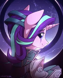 Size: 1200x1476 | Tagged: safe, artist:redchetgreen, derpibooru import, starlight glimmer, pony, unicorn, bust, clothes, cosplay, costume, crossover, cute, diana, ear fluff, female, glimmerbetes, league of legends, looking at you, mare, portrait, profile, smiling, solo, video game crossover