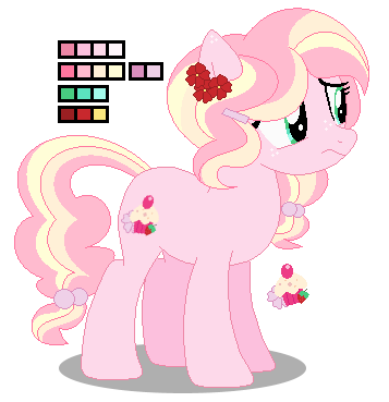 Size: 357x369 | Tagged: safe, artist:awoomarblesoda, derpibooru import, oc, oc:shortcake rose, earth pony, pony, base used, female, magical lesbian spawn, mare, offspring, parent:fluttershy, parent:pinkie pie, parents:flutterpie, reference sheet, simple background, solo, transparent background