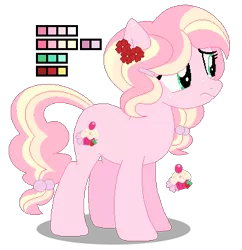 Size: 357x369 | Tagged: safe, artist:awoomarblesoda, derpibooru import, oc, oc:shortcake rose, earth pony, pony, base used, female, magical lesbian spawn, mare, offspring, parent:fluttershy, parent:pinkie pie, parents:flutterpie, reference sheet, simple background, solo, transparent background