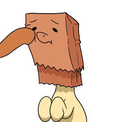 Size: 1080x1080 | Tagged: safe, artist:zippysqrl, derpibooru import, oc, oc:paper bag, unofficial characters only, pony, animated, bust, female, frame by frame, frown, gif, hoof hold, hooves to the chest, loop, mask, offscreen character, paper bag, perfect loop, solo focus