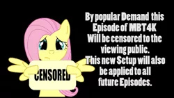 Size: 1240x698 | Tagged: safe, derpibooru import, fluttershy, pegasus, pony, censored, crying, sad, sign, solo, text, warning