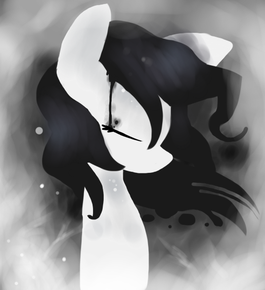 Size: 524x574 | Tagged: safe, artist:lucas47-46, derpibooru import, oc, oc:bleached hibiscus, earth pony, pony, female, ink, mare, monochrome, solo