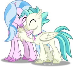 Size: 6934x6423 | Tagged: absurd resolution, artist:vector-brony, brother and sister, classical hippogriff, cute, derpibooru import, diastreamies, eyes closed, female, hippogriff, male, quadrupedal, safe, siblings, silverstream, simple background, student counsel, terrabetes, terramar, transparent background, vector