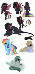 Size: 1920x4055 | Tagged: safe, artist:little-sketches, derpibooru import, derpy hooves, marble pie, rainbow dash, oc, oc:ayaka, ponified, changeling, draconequus, pegasus, pony, rabbit, sphinx, alternate design, animal, cute, eye clipping through hair, furry, long ears, prone, sketch, sketch dump, species swap