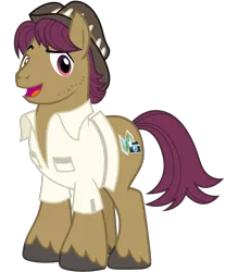 Size: 2800x3200 | Tagged: safe, artist:cheezedoodle96, derpibooru import, snap shutter, earth pony, pony, the last crusade, .svg available, clothes, hat, looking at you, male, open mouth, raised eyebrow, shirt, simple background, smiling, solo, stallion, svg, transparent background, vector