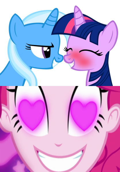 Size: 504x726 | Tagged: safe, artist:navitaserussirus, derpibooru import, edit, screencap, pinkie pie, trixie, twilight sparkle, coinky-dink world, eqg summertime shorts, equestria girls, female, lesbian, shipping, shipping domino, twixie