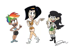 Size: 1700x1185 | Tagged: artist:jmdoodle, beth tezuka, bravest warriors, cowboy bebop, crossover, derpibooru import, faye valentine, human, humanized, rainbow dash, safe, style emulation, the loud house