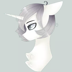 Size: 5000x5000 | Tagged: safe, artist:tayzipumpqueen, derpibooru import, oc, oc:whisper, unofficial characters only, pony, unicorn, bust, chest fluff, commission, floppy ears, lidded eyes, male, short mane, simple background, solo, stallion