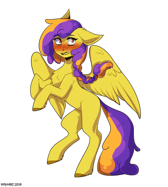 Size: 1800x2000 | Tagged: safe, artist:serodart, derpibooru import, oc, pegasus, pony, blushing, shy, solo