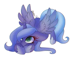 Size: 3160x2580 | Tagged: safe, artist:greenmarta, derpibooru import, princess luna, alicorn, pony, colored pupils, cute, female, filly, floppy ears, hoof shoes, lunabetes, s1 luna, simple background, solo, spread wings, transparent background, wings, woona, younger